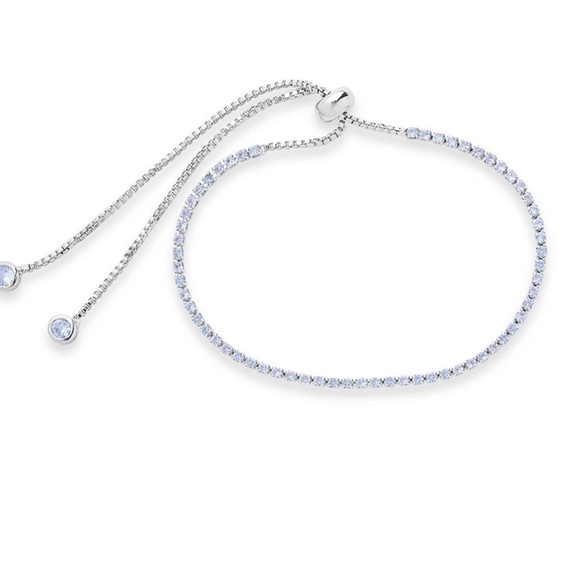 Sterling Forever Aquamarine CZ Slider Bracelet - Picture 1 of 8